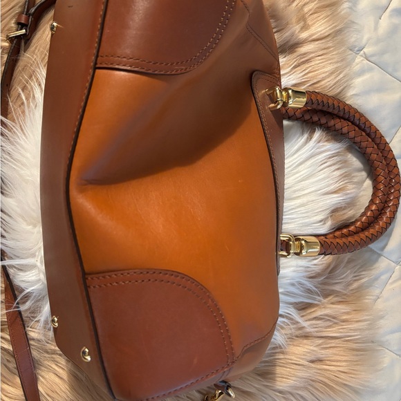 Ralph Lauren Tan and Brown Leather Satchel - Picture 8 of 8